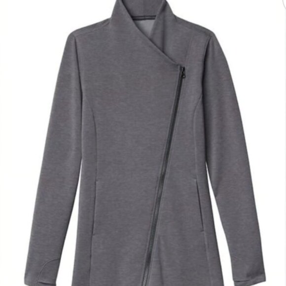 Athleta Wool Softtech Cya Asymmetrical Soft Zip up jacket, Gray, S - Picture 3 of 6